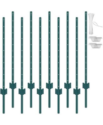 SUGIFT 4 feet U-Channel Fence Post 10 Pack Heavy Duty Steel Stakes