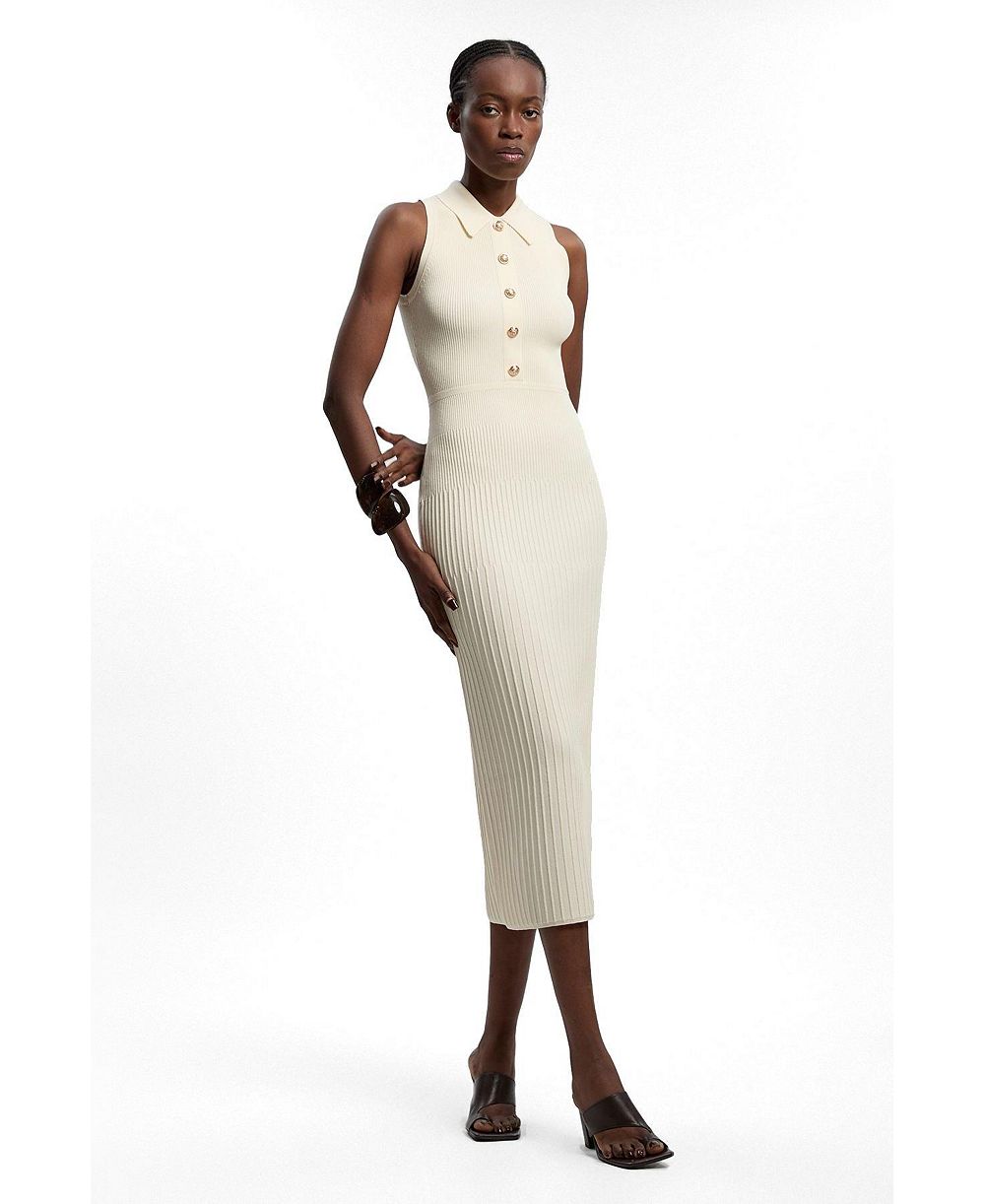 Женское миди платье Karen Millen Rib Knit Collard