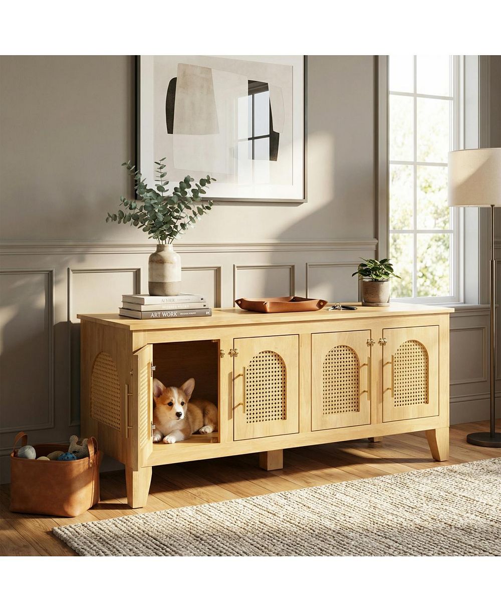 Шкаф-клетка для собак Streamdale Furniture Lars Rattan and Rubber Wood