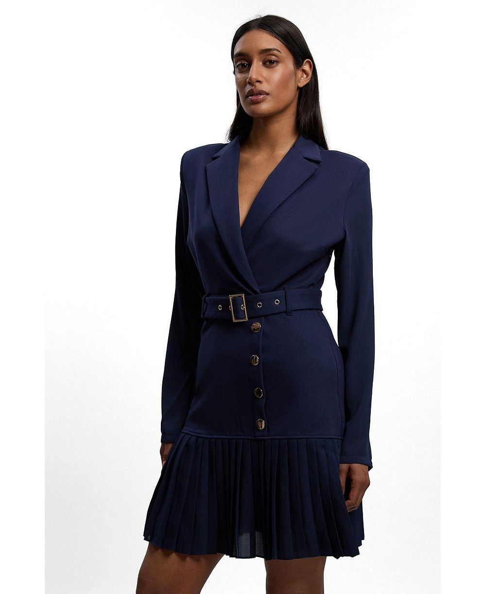 Karen Millen Женская плиссированная мини-юбка-платье с воротником