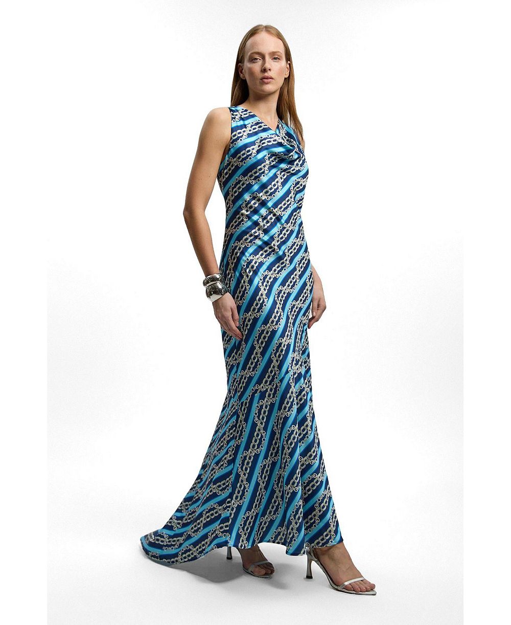 Женское платье Karen Millen Chain Print Cowl Neck Maxi