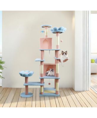 Streamdale Furniture  71'' Flower Cat Tree with Large Condo Removable Cushion and Hammock