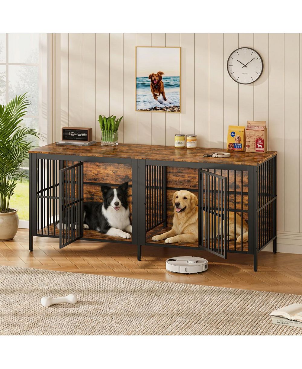 Streamdale Furniture 80'' Heavy-Duty 2-Door Dog Crate End Table and TV Stand