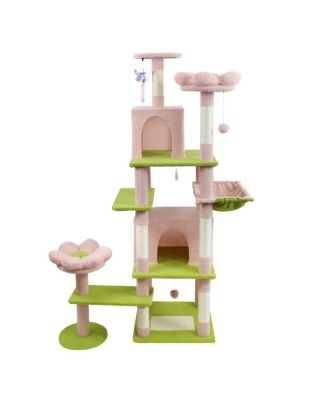 Streamdale Furniture Flower Cat Tree with Large Condo Removable Cushion and Hammock