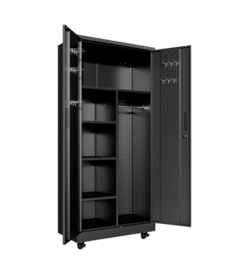 VIYET 71-Inch Metal Storage Cabinet - Heavy-Duty Mobile Steel Wardrobe with Hanging Rod