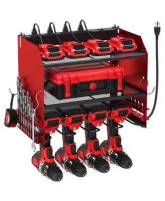 XDOVET Power Tool Organizer Wall Mount Charging Station Drill Holder Outlet Strip Garage Workshop Storage Rack