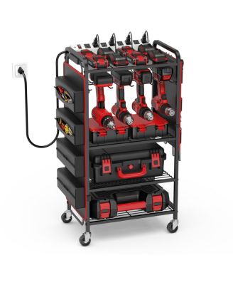 XDOVET Power Tool Organizer Cart Charging Station Rolling Wheels