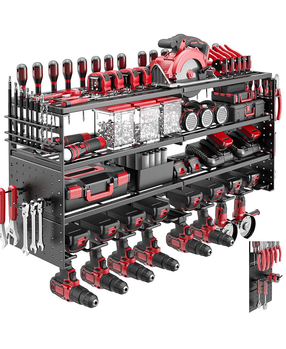 XDOVET Power Tool Organizer Wall Mount Rack Pegboards Workshop Storage