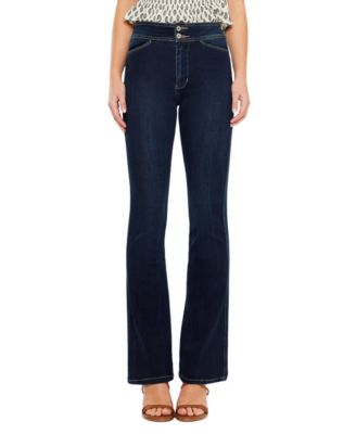 KanCan Women's Seren High Rise Exposed Button Bootcut Jeans