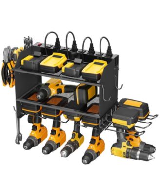 XDOVET Power Tool Organizer Wall Mount Charging Station Drill Holder Metal Rack Strip Cord