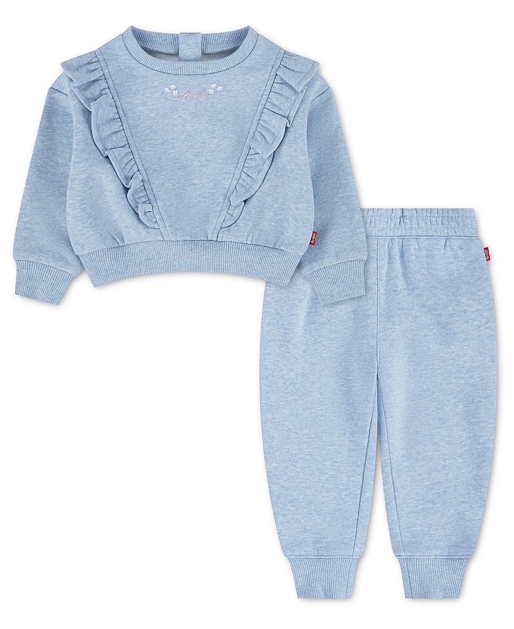 Levi's комплект из 2 предметов: кофта с круглым вырезом с рюшами и джоггеры для девочек-младенцев