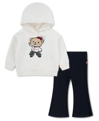 Levi's Baby Girls' Bear Graphic Hoodie and Flared Pants, 2-Piece Set
