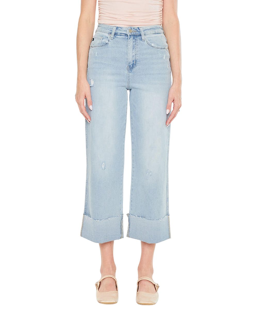 KanCan Women's Sully 90's Crop Wide-Leg Jeans