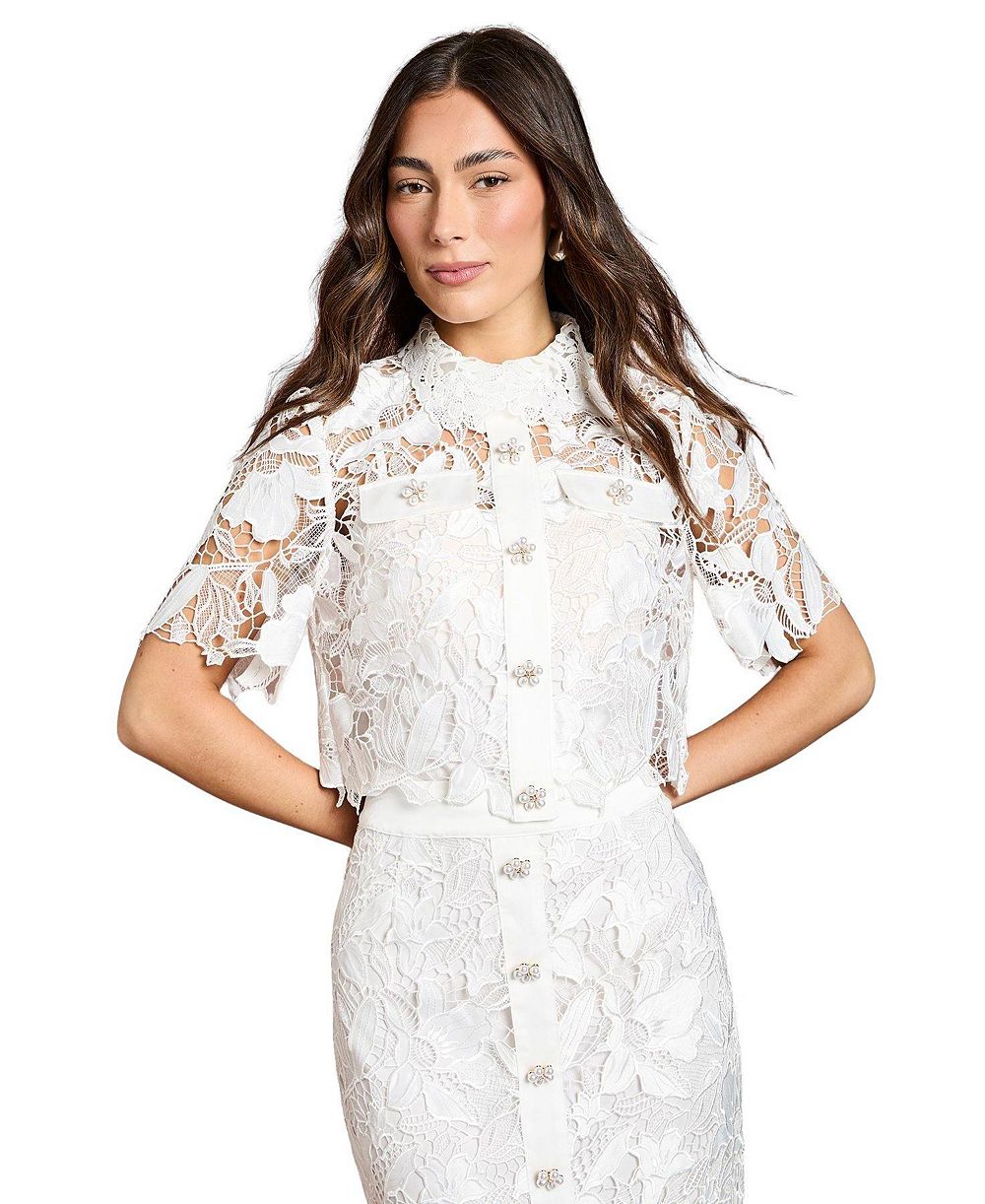 Рубашка Coast Women's Lace Detail Short Sleeve Collared