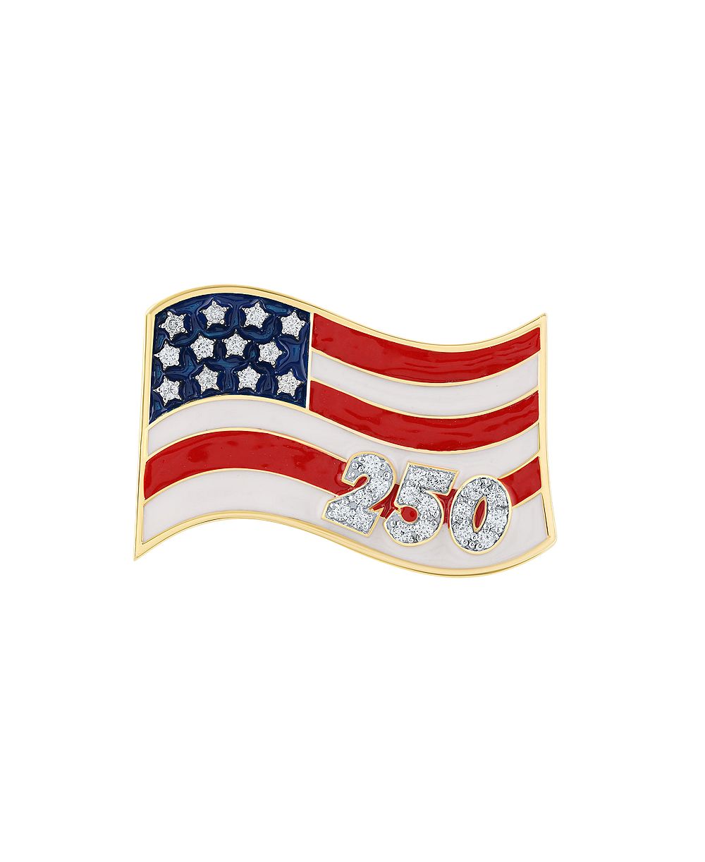 Macy's брошь American Flag из выращенного в лаборатории бриллианта 1/4 ct. t.w. в позолоченном серебре 14k