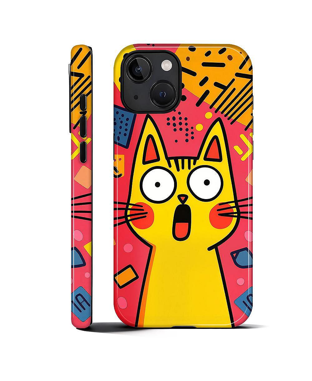 Чехол GONEZ для iPhone 14 Plus, 2-in-1 Dual-Layer Shockproof Protection, Funny Cat Art Glossy Case