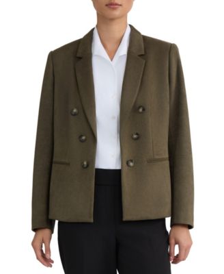 Женский пиджак Jones New York Petite с двубортным кроем, отложным воротником и искусственной замшей