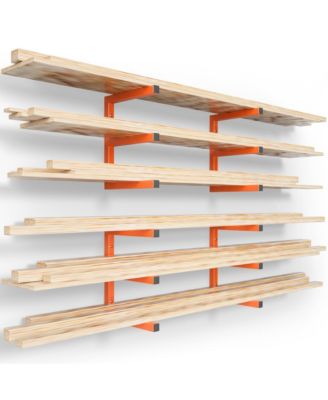 XDOVET Wood Lumber Rack Wall Mount 6-Level Metal Storage Organizer