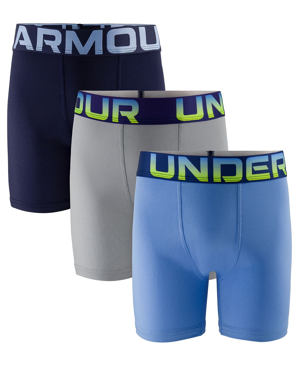 Under Armour Boy's Performance Tech Solid Boxer Briefs, 3-Pack