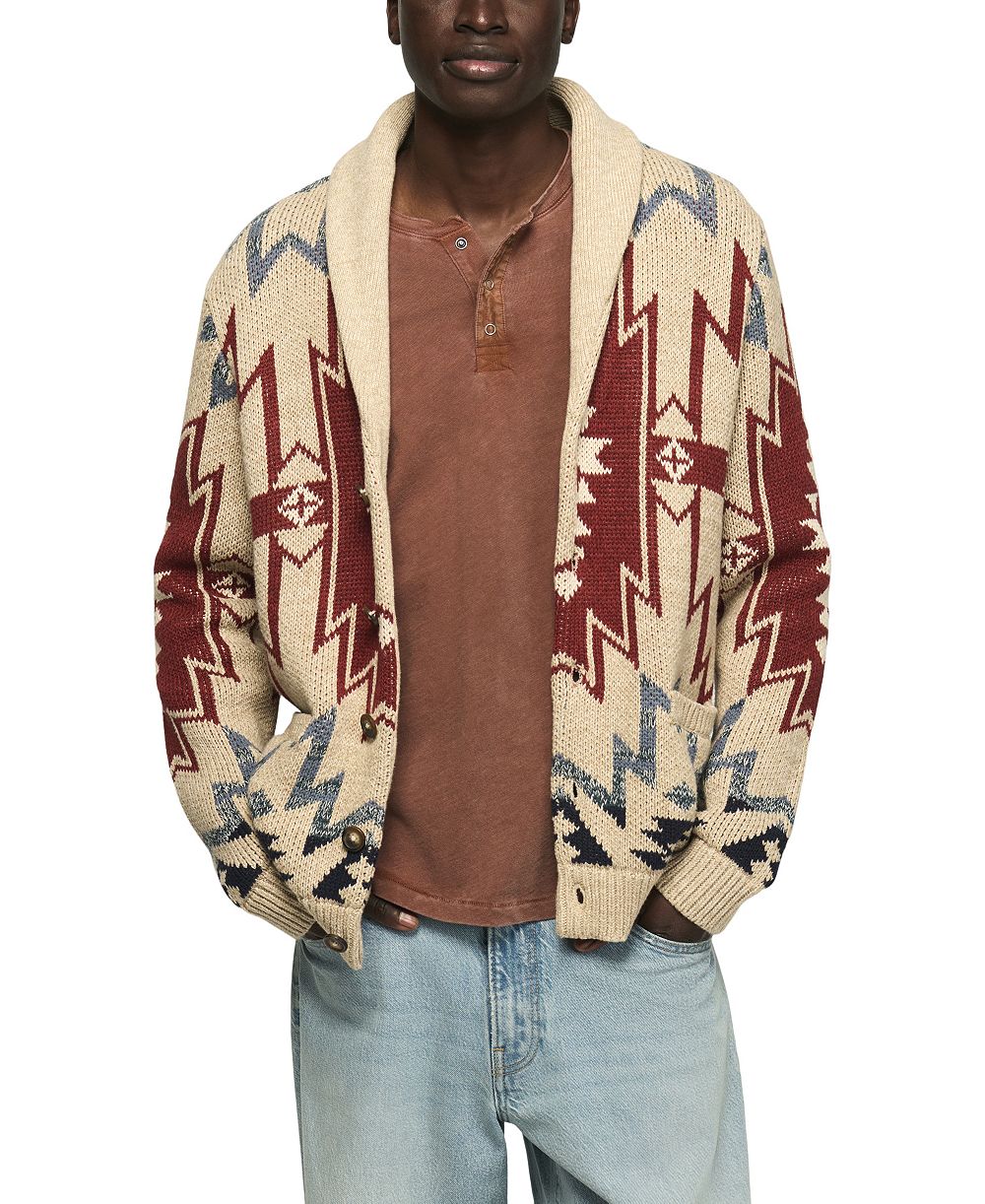 Lucky Brand Men's Southwestern Shawl Collar Cardigan Regular-Fit Sweater