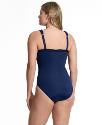 Lands' End Women's Tugless Pleated Ruffle One Piece