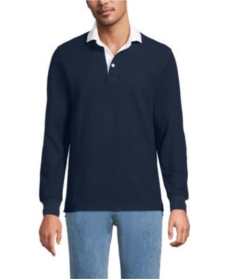 Lands' End Мужская рубашка поло Long Sleeve Honeycomb Pique Rugby