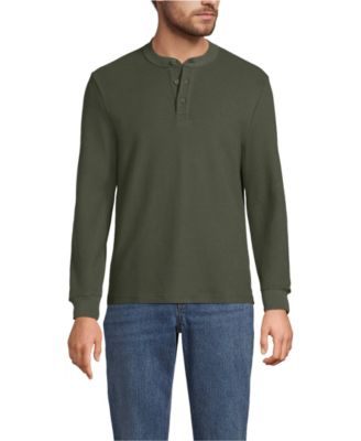 Мужская рубашка Lands' End Long Sleeve Honeycomb Pique Henley