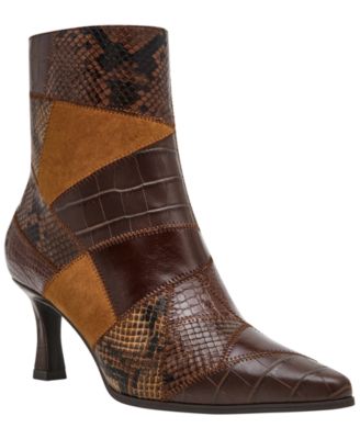 Anne Klein Women's Cosia Patchwork Pointed Toe Heeled Dress Booties