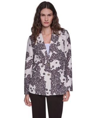 KARL LAGERFELD PARIS Women's Floral-Print Lace Blazer