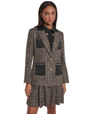 KARL LAGERFELD PARIS Women's Multi Tweed Contrast-Quilted Jacket