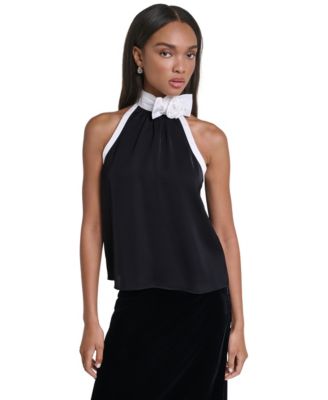 KARL LAGERFELD PARIS Women's Halter Colorblock Blouse