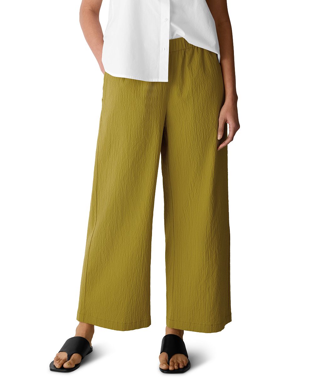 Брюки Petite Eileen Fisher Pucker Wide-Leg Pull-On Ankle