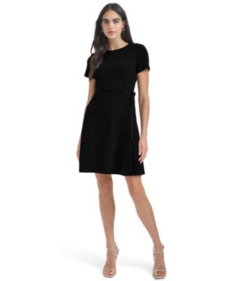 Calvin Klein Petite Short-Sleeve Crewneck Fit & Flare Dress