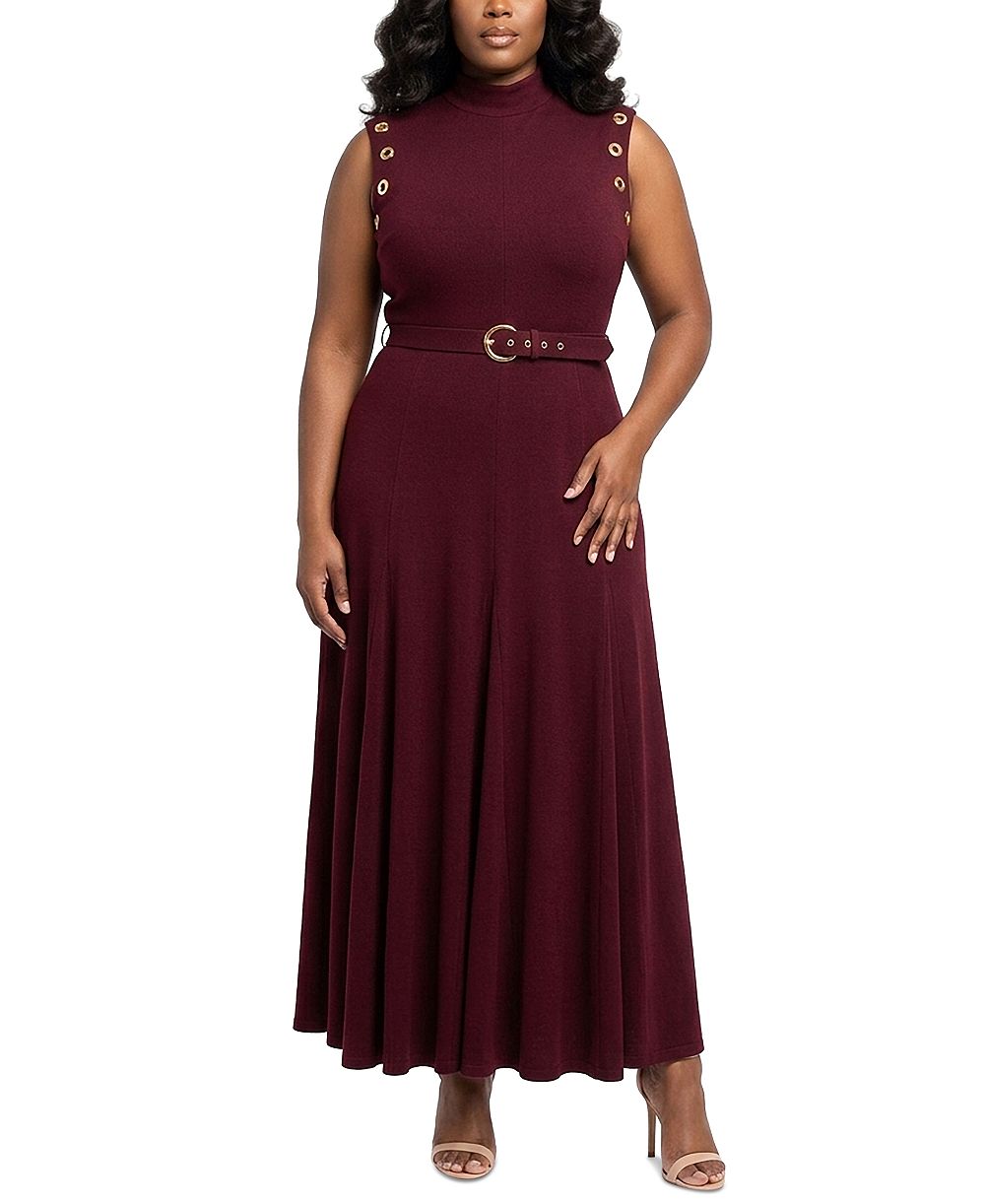 Женское платье Taylor Plus Size Belted Mock Neck Grommet