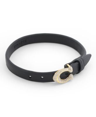 Кожаный браслет COACH Black Pavé Signature C Buckle