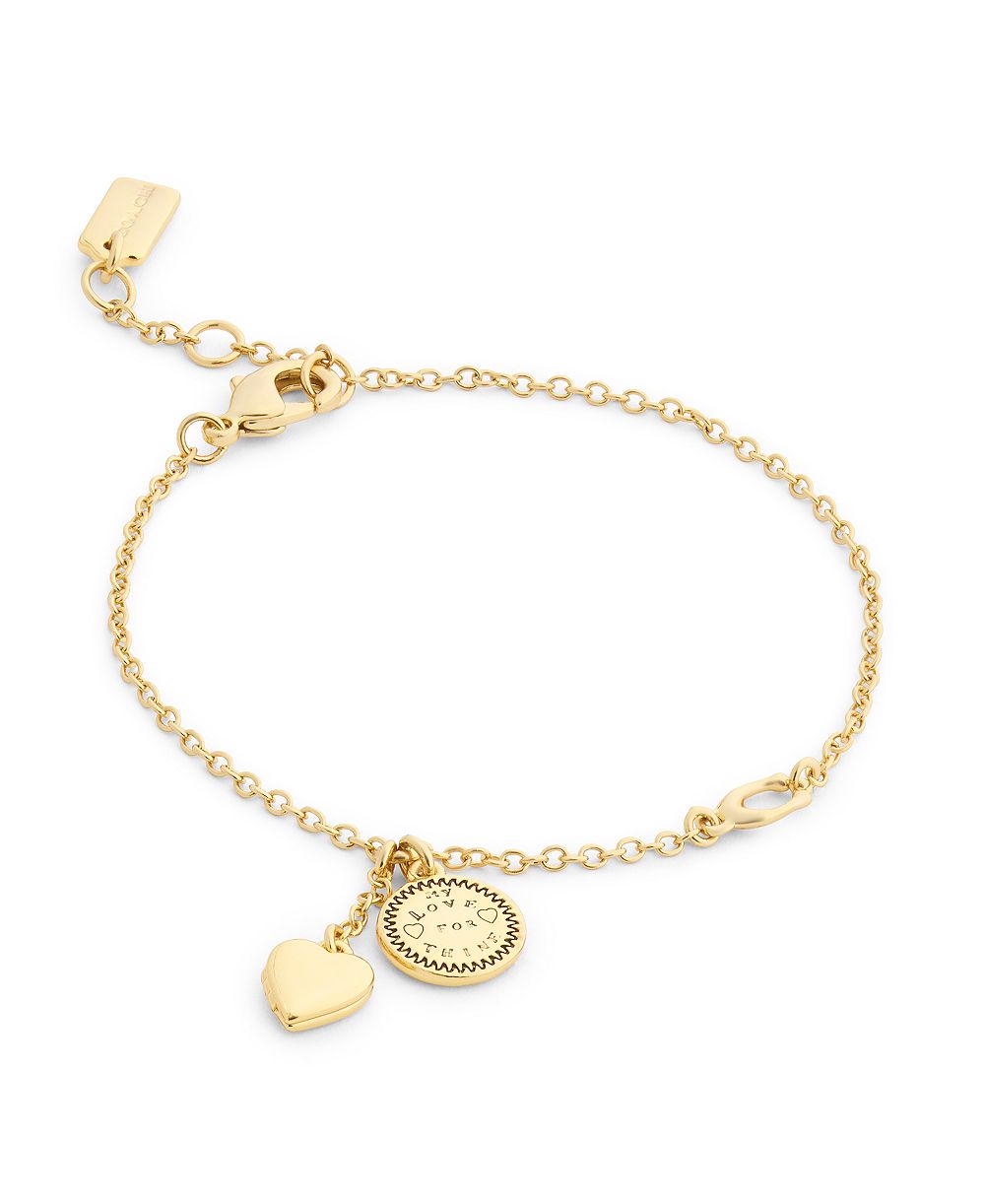 Браслет COACH Gold Heritage Coin Heart Charm