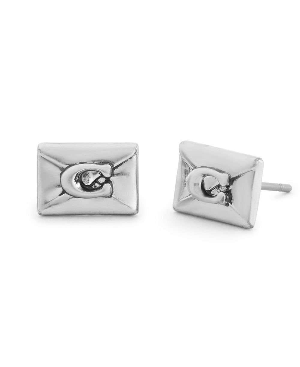 COACH Серьги-гвоздики Silver Heritage Signature Envelope