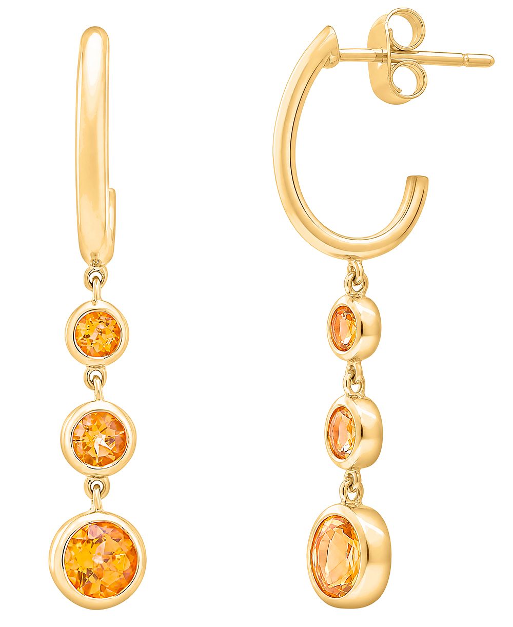 Серьги Macy's Citrine 3/4 ct. t.w. Drop в 14k Gold Over Sterling Silver