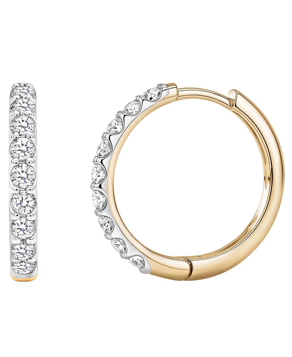 Серьги-кольца Macy's с белым сапфиром в позолоченном серебре 14k