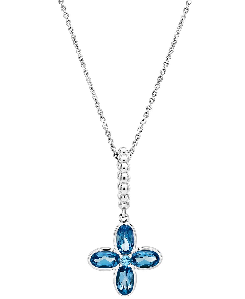 Подвеска Flower с голубым топазом (1-1/4 ct. t.w.) в серебряной оправе