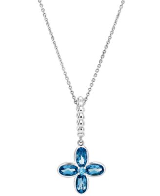 Подвеска Flower с голубым топазом (1-1/4 ct. t.w.) в серебряной оправе