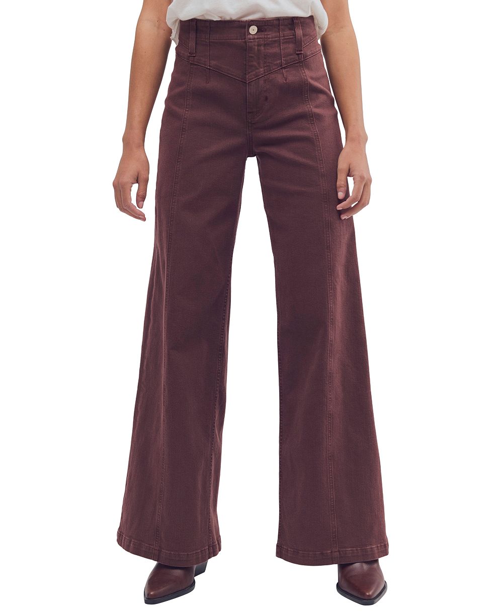 Free People женские широкие брюки с высокой посадкой из вельвета Libre