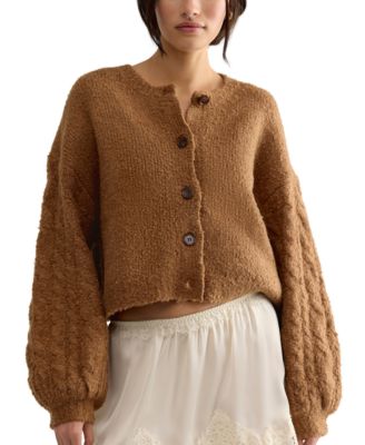 Free People Women's Thistle Cropped Crewneck Cardigan