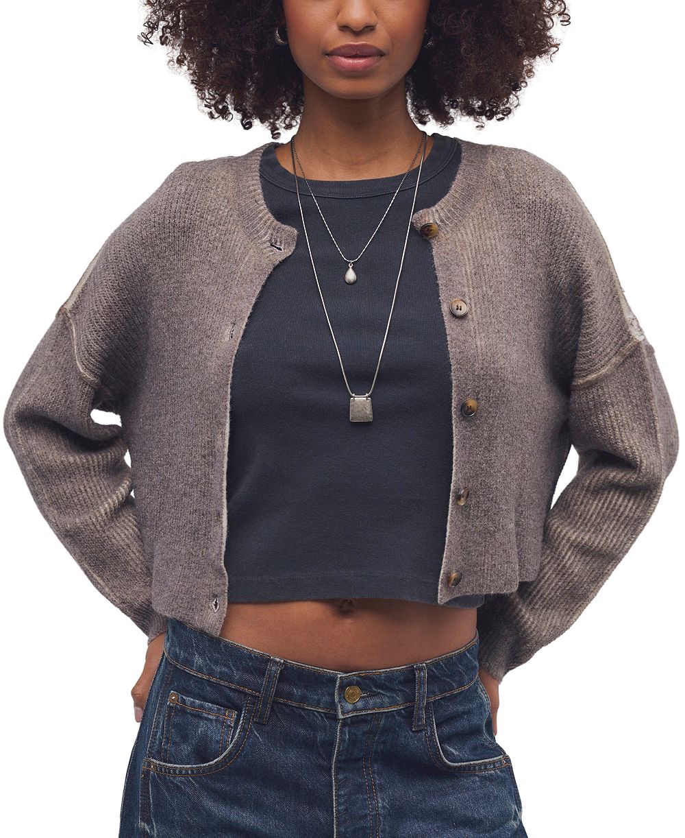 Free People Women's Ottilie Cropped Scoop Neck Button-Up Cardigan Sweater