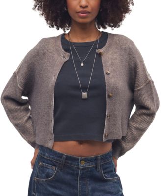 Free People женский укороченный кардиган с круглым вырезом и пуговицами