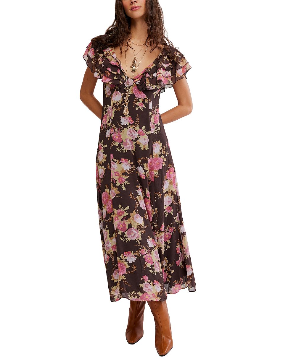Free People Женское платье макси с цветочным принтом