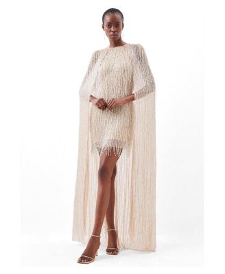 Karen Millen Women's Fringe Cape Mini Dress