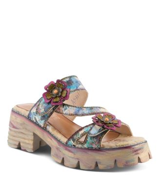L'Artiste Women’s Myrina Chunky Heel Sandal with Soft Leather and Comfort Fit