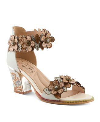 L'Artiste Women s Doublelove Floral Block Heel with Dressy Cushioned Comfort