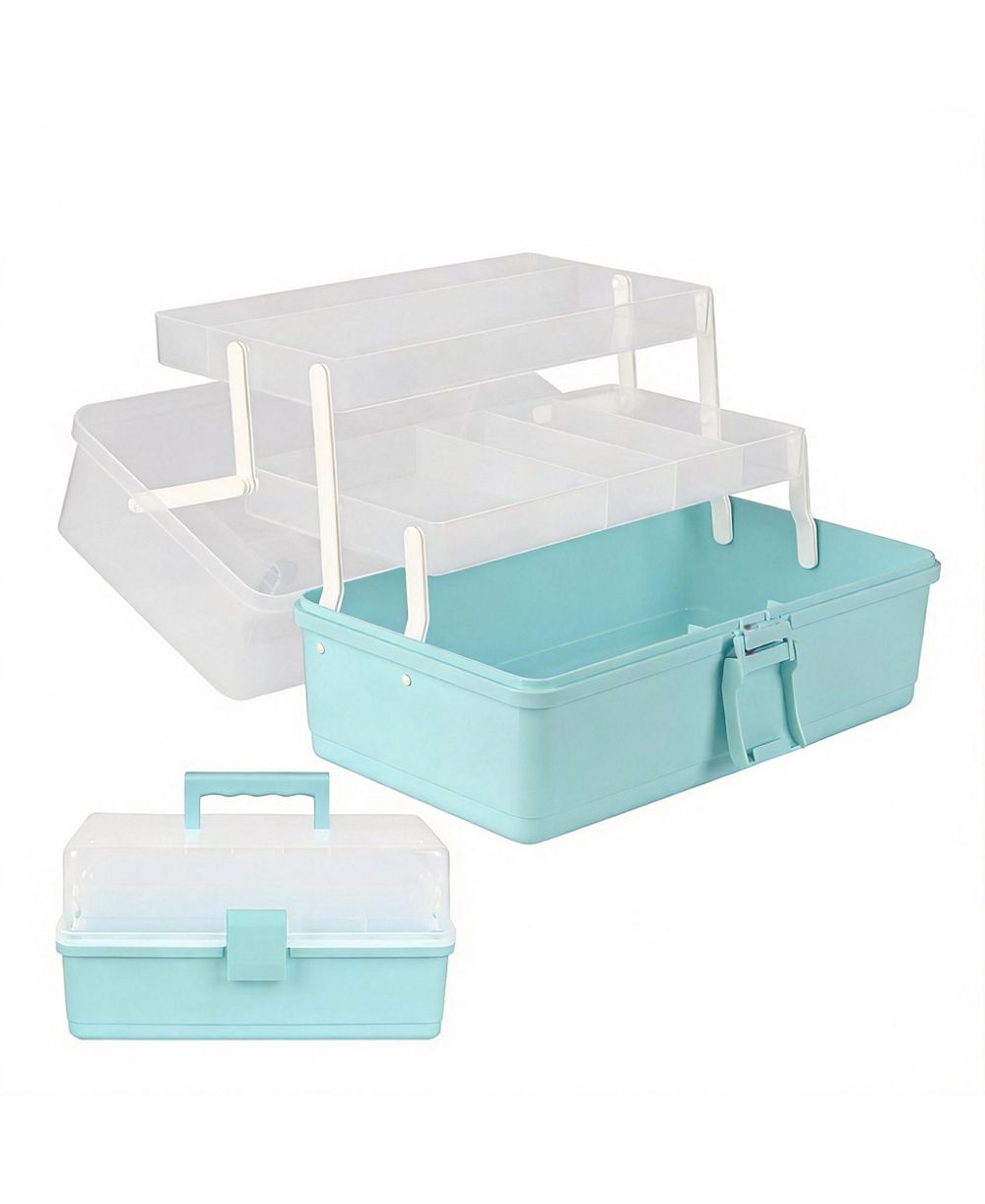 XDOVET 3-Tier Portable Plastic Craft Storage Box with Handle